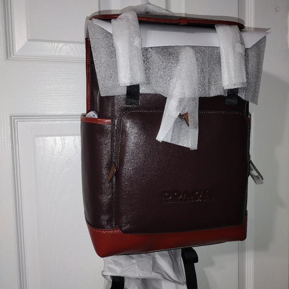 Coach League Flap Backpack In Colorblock - Picture 2 of 10